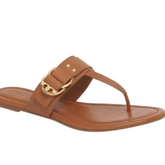 Tory Burch Shoes - TORY BURCH MARSDEN FLAT THONG SANDALS TAN LEATHER